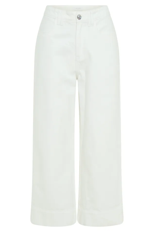 Women Meshki Bottoms Kaitlyn Cropped Wide Leg Jeans 8211 White