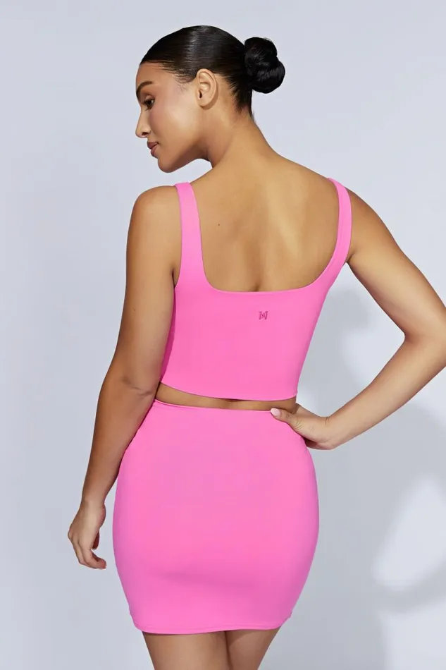 Women Meshki Bottoms Kara Ruched Front Mini Skirt 8211 Bubblegum Pink