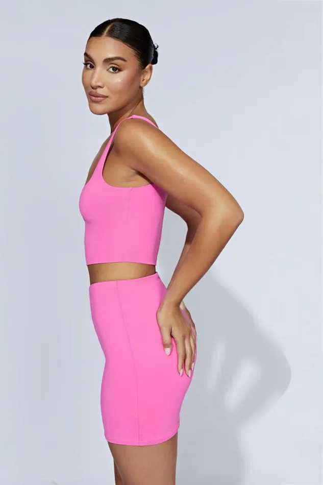Women Meshki Bottoms Kara Ruched Front Mini Skirt 8211 Bubblegum Pink