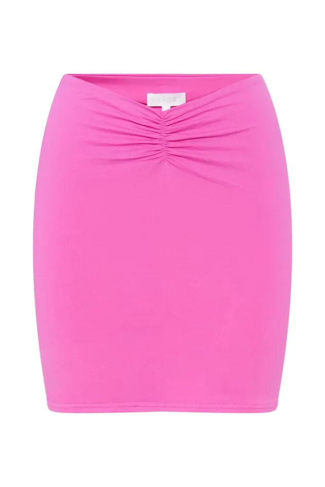 Women Meshki Bottoms Kara Ruched Front Mini Skirt 8211 Bubblegum Pink