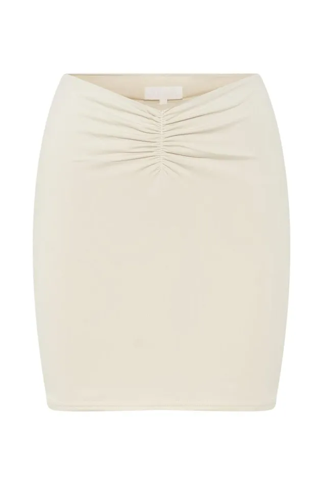 Women Meshki Bottoms Kara Ruched Front Mini Skirt 8211 Cream