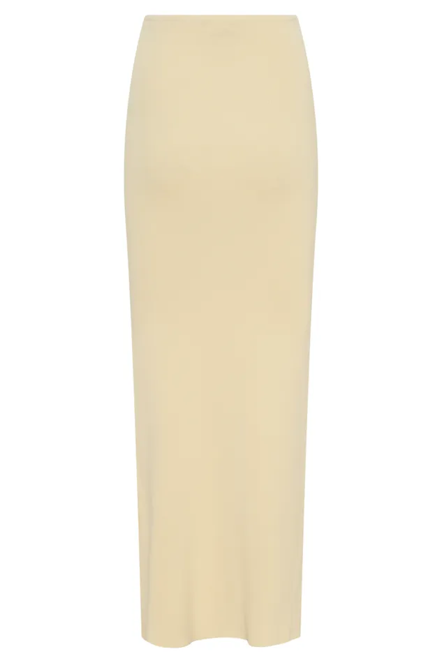 Women Meshki Bottoms Keaton Fishtail Knit Maxi Skirt 8211 Lemon