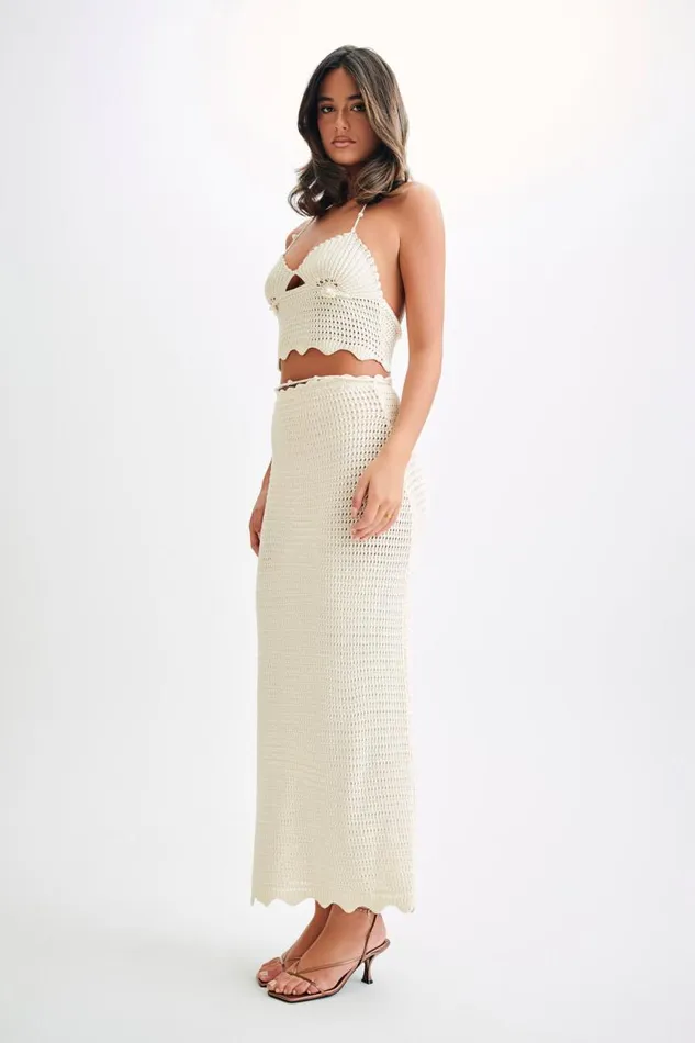 Women Meshki Bottoms Kira Knit Maxi Skirt 8211 Buttercream