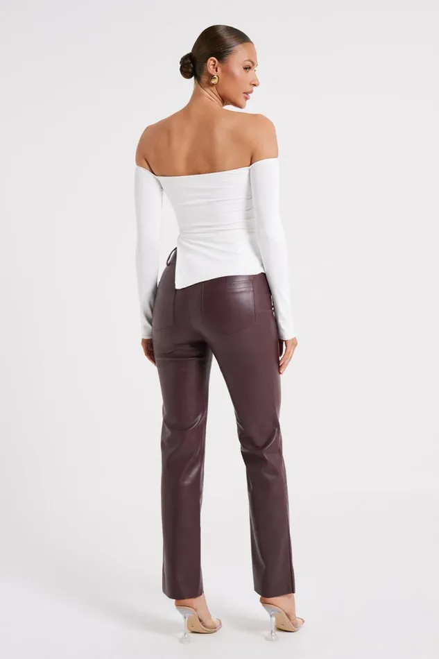 Women Meshki Bottoms Laurette Faux Leather Straight Leg Pant 8211 Dark Chocolate