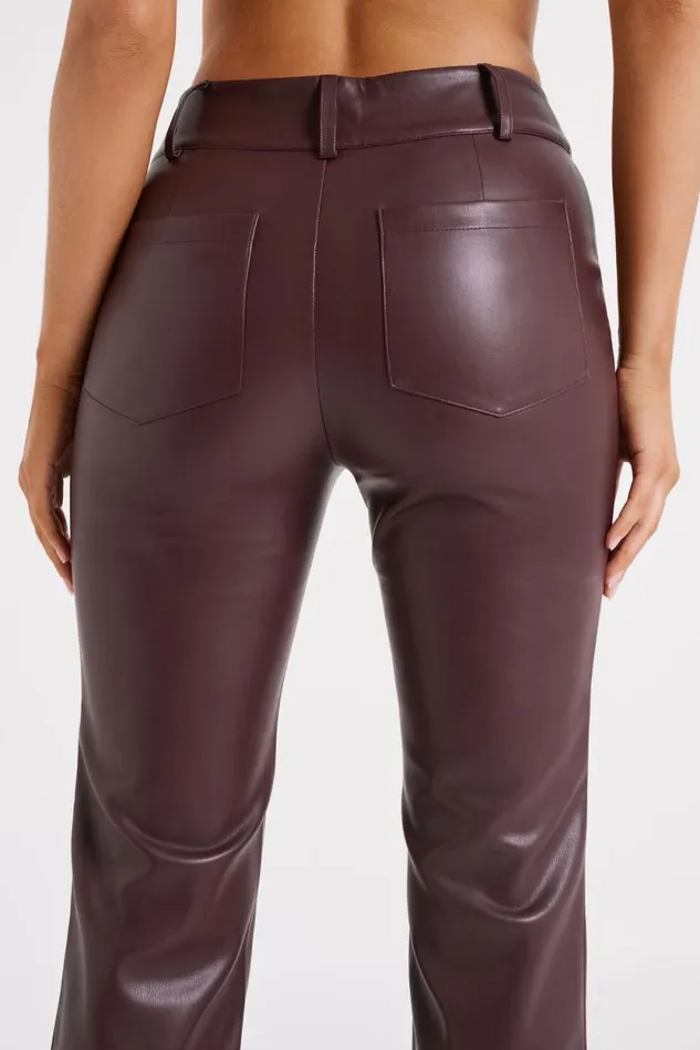 Women Meshki Bottoms Laurette Faux Leather Straight Leg Pant 8211 Dark Chocolate