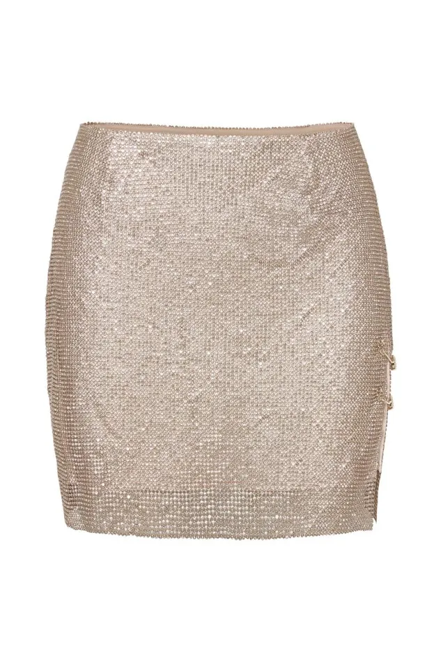 Women Meshki Bottoms Marlena Glomesh Mini Skirt 8211 Gold