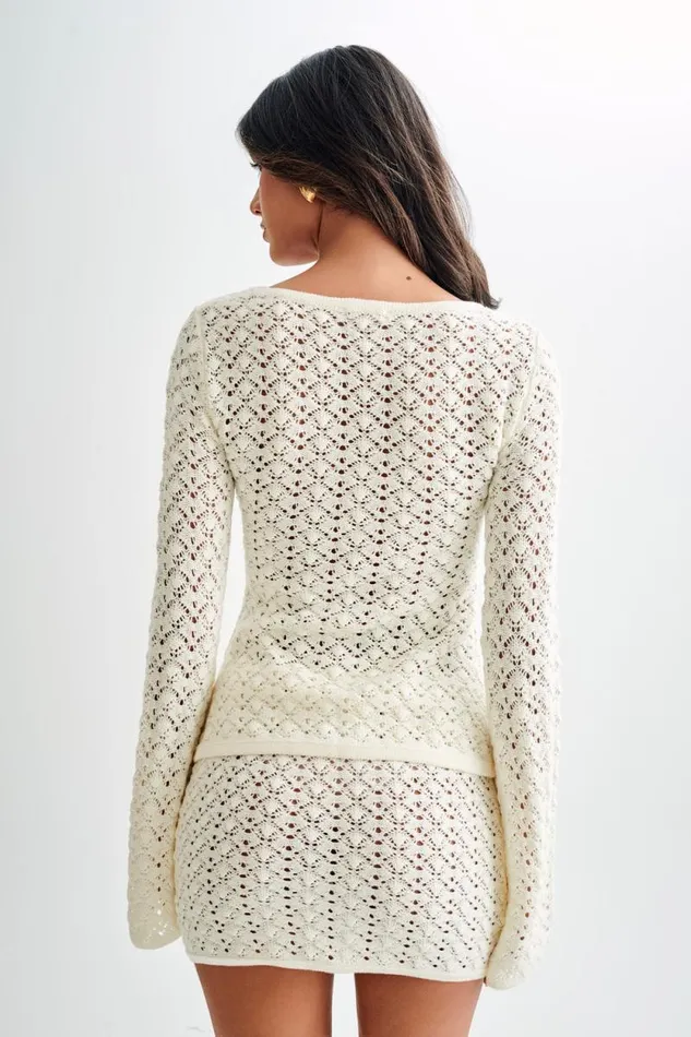 Women Meshki Bottoms Murphy ALine Knit Mini Skirt 8211 White