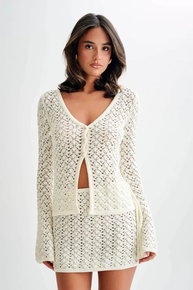 Women Meshki Bottoms Murphy ALine Knit Mini Skirt 8211 White