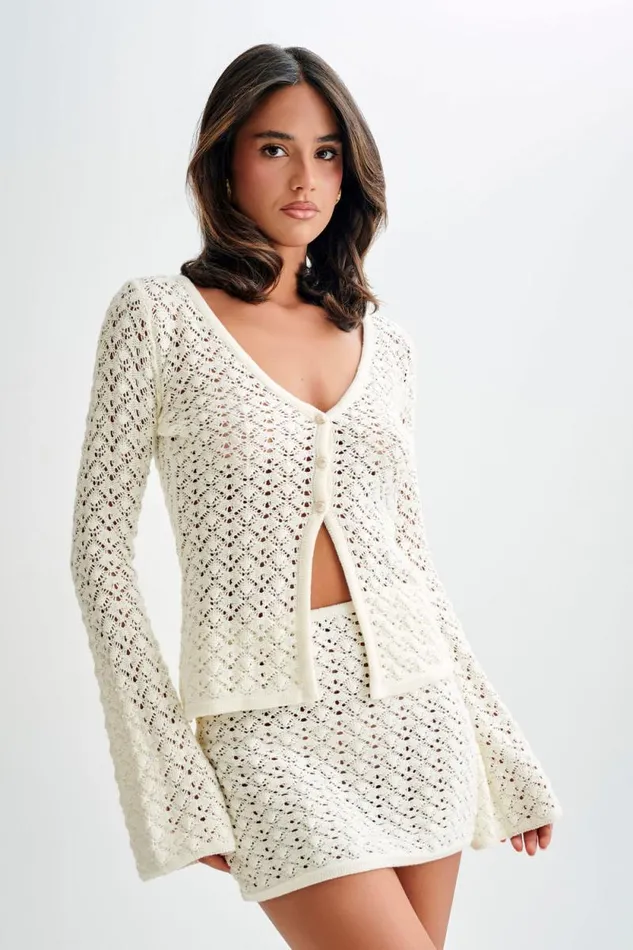 Women Meshki Bottoms Murphy ALine Knit Mini Skirt 8211 White