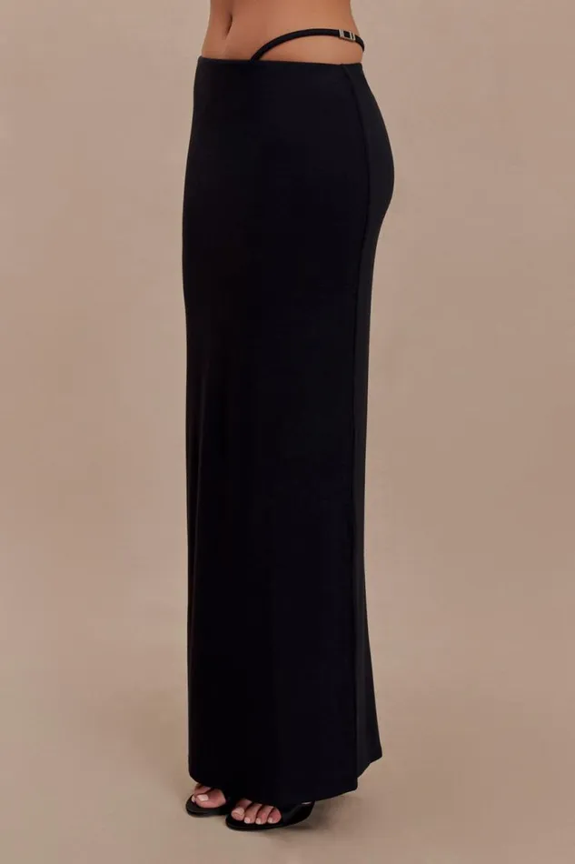 Women Meshki Bottoms Natalia Modal Buckle Maxi Skirt 8211 Black