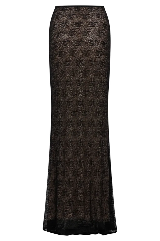 Women Meshki Bottoms Robyn Sheer Lace Maxi Skirt 8211 Black