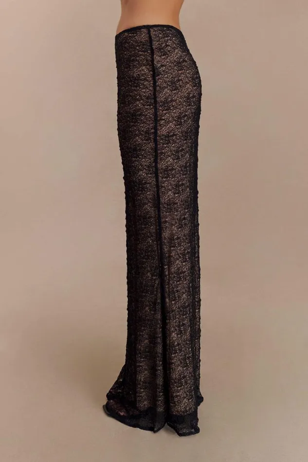 Women Meshki Bottoms Robyn Sheer Lace Maxi Skirt 8211 Black
