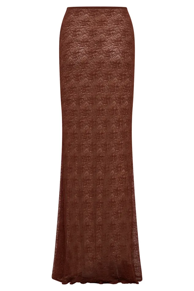 Women Meshki Bottoms Robyn Sheer Lace Maxi Skirt 8211 Chilli