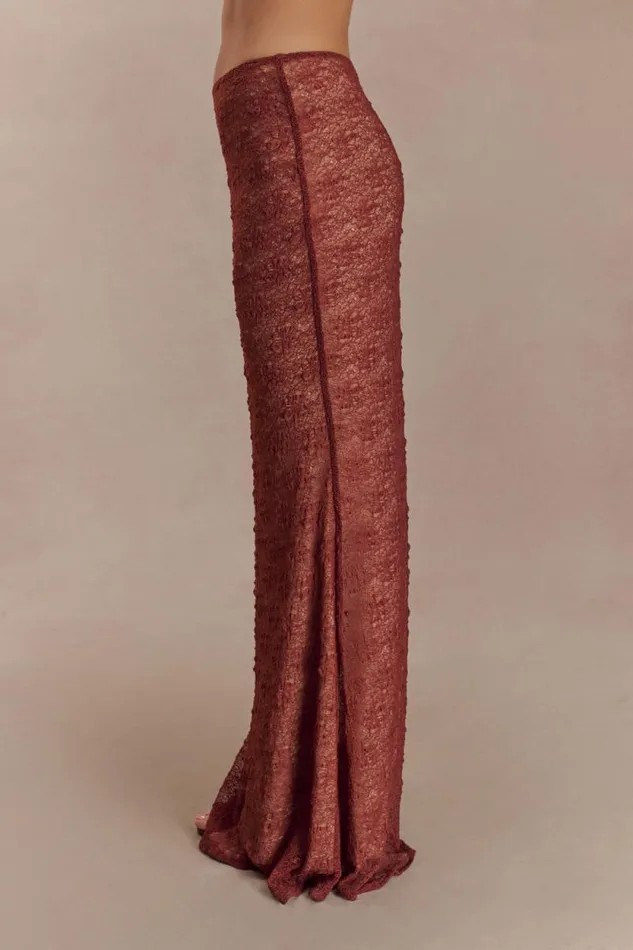 Women Meshki Bottoms Robyn Sheer Lace Maxi Skirt 8211 Chilli