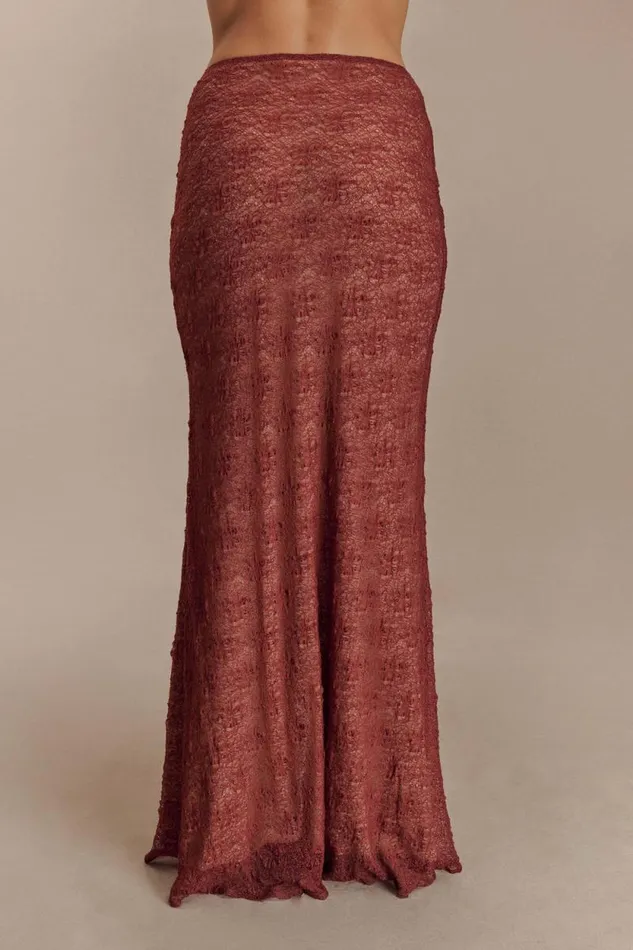 Women Meshki Bottoms Robyn Sheer Lace Maxi Skirt 8211 Chilli