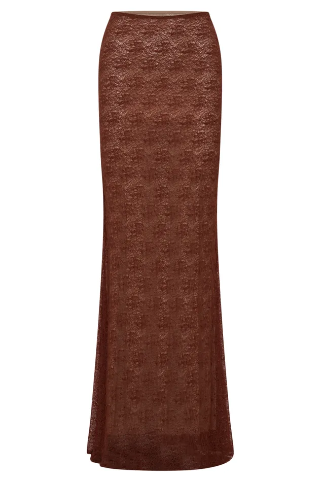 Women Meshki Bottoms Robyn Sheer Lace Maxi Skirt 8211 Chilli