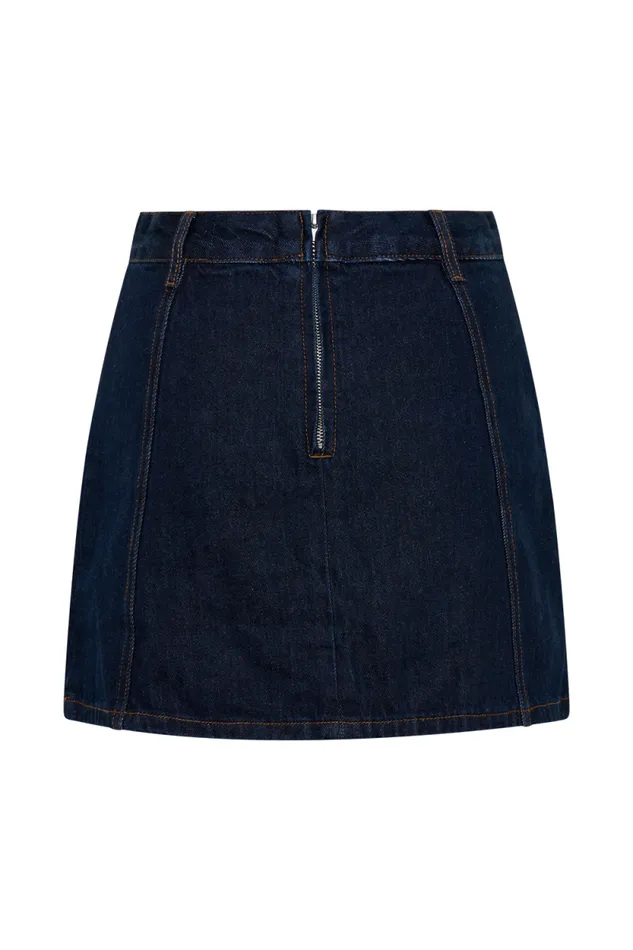 Women Meshki Bottoms Rosalyn Mini Denim Skort 8211 Indigo Blue