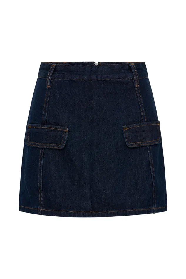 Women Meshki Bottoms Rosalyn Mini Denim Skort 8211 Indigo Blue