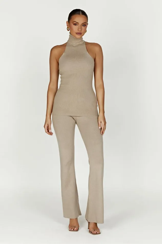 Women Meshki Bottoms Rosetta Flare Knit Pants 8211 Taupe