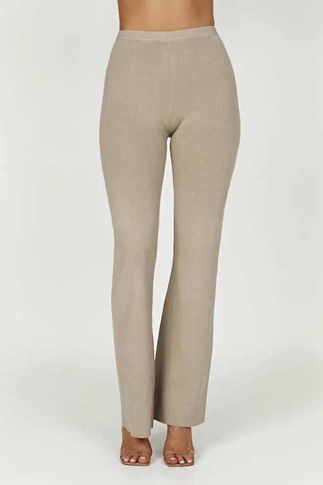 Women Meshki Bottoms Rosetta Flare Knit Pants 8211 Taupe