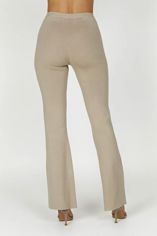 Women Meshki Bottoms Rosetta Flare Knit Pants 8211 Taupe