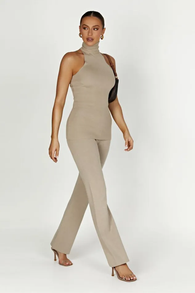 Women Meshki Bottoms Rosetta Flare Knit Pants 8211 Taupe