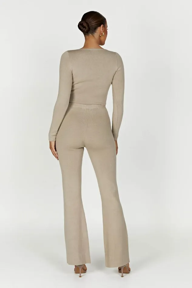 Women Meshki Bottoms Rosetta Flare Knit Pants 8211 Taupe