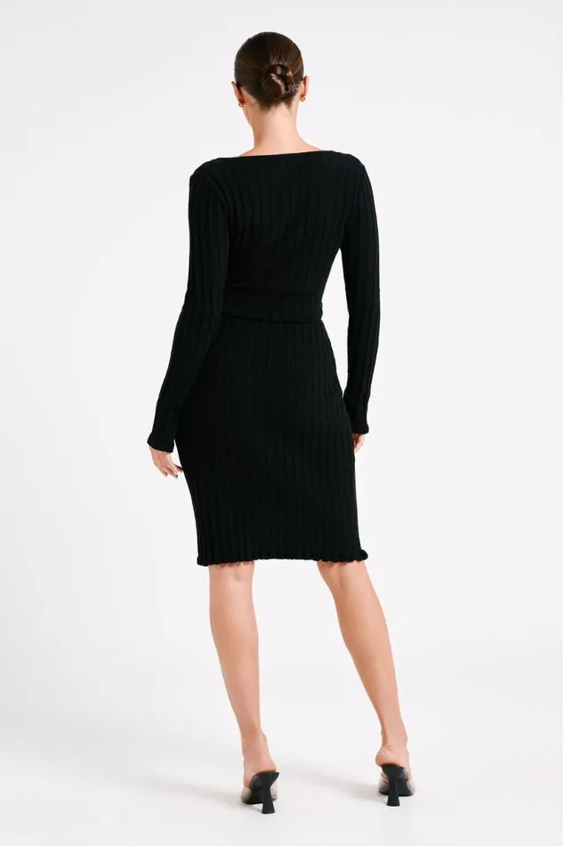 Women Meshki Bottoms Silvia Knit Midi Skirt 8211 Black