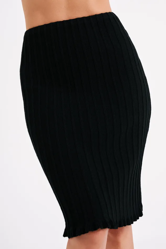 Women Meshki Bottoms Silvia Knit Midi Skirt 8211 Black