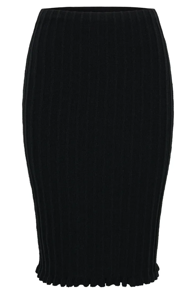 Women Meshki Bottoms Silvia Knit Midi Skirt 8211 Black