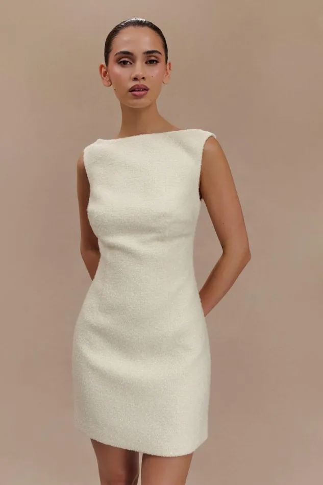 Women Meshki Dresses Angela Textured Boucle Mini Dress 8211 Ivory