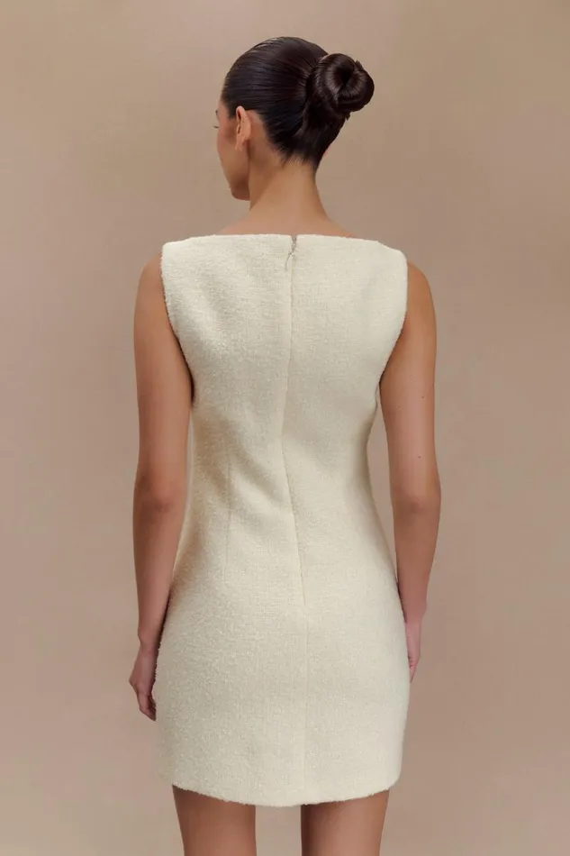 Women Meshki Dresses Angela Textured Boucle Mini Dress 8211 Ivory