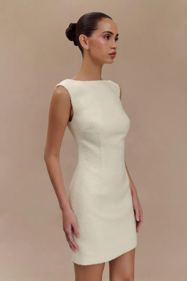 Women Meshki Dresses Angela Textured Boucle Mini Dress 8211 Ivory