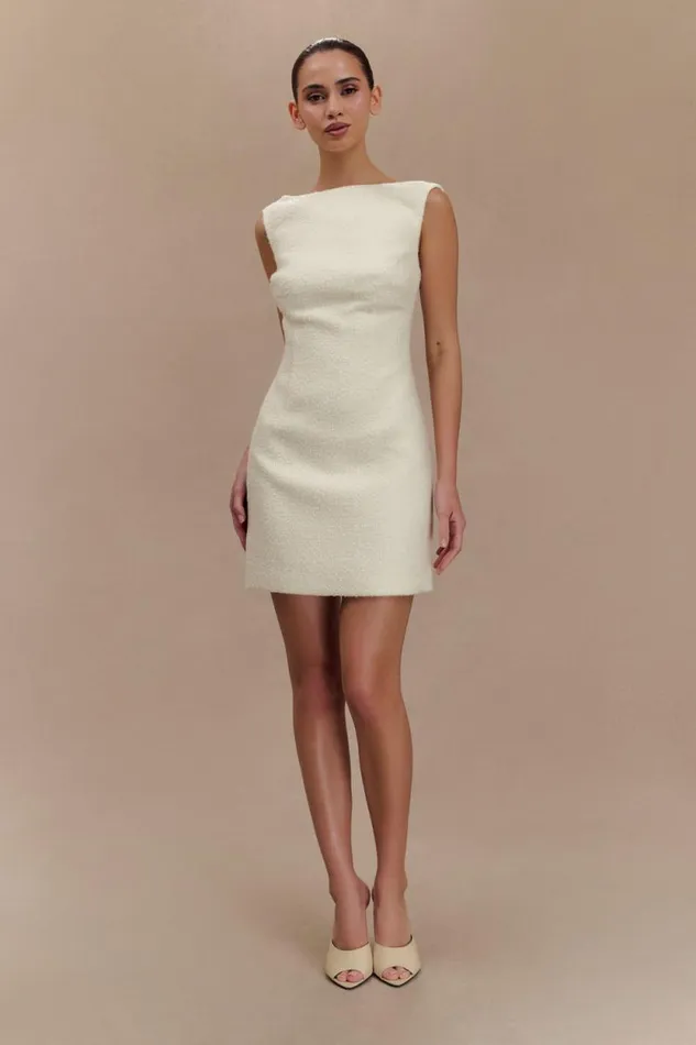 Women Meshki Dresses Angela Textured Boucle Mini Dress 8211 Ivory