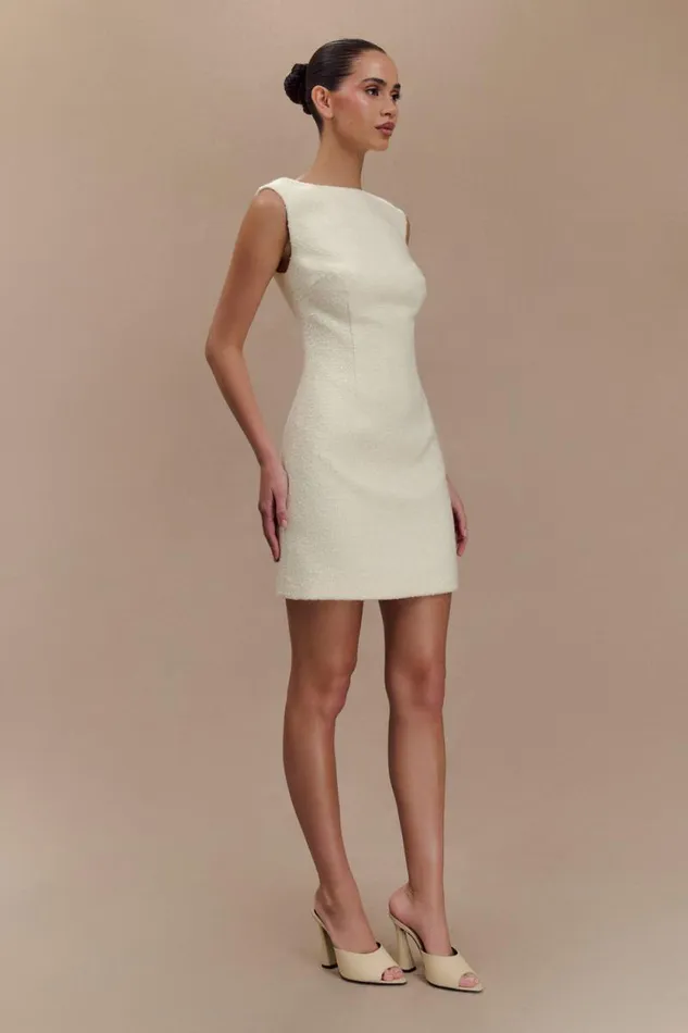 Women Meshki Dresses Angela Textured Boucle Mini Dress 8211 Ivory