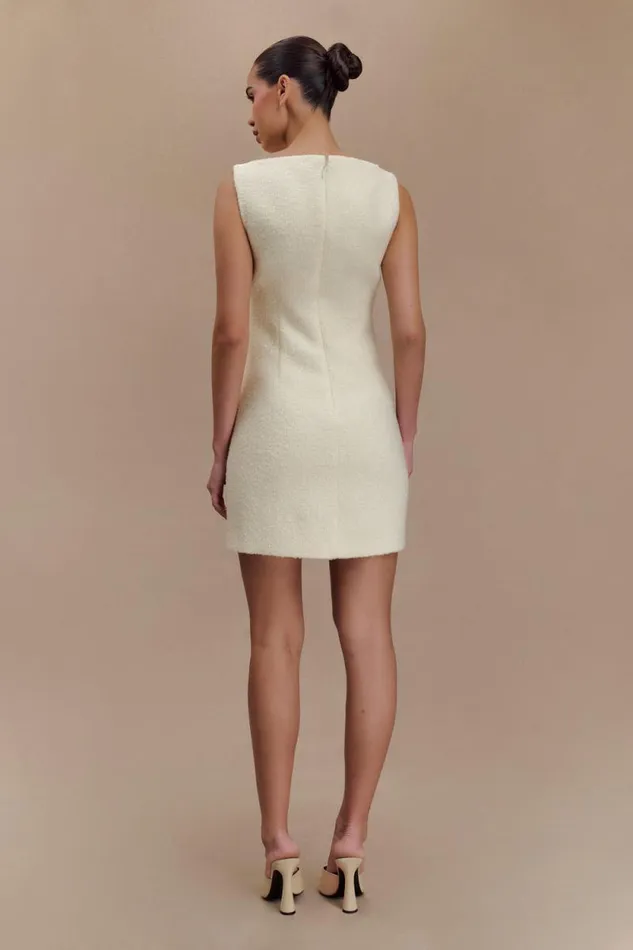 Women Meshki Dresses Angela Textured Boucle Mini Dress 8211 Ivory