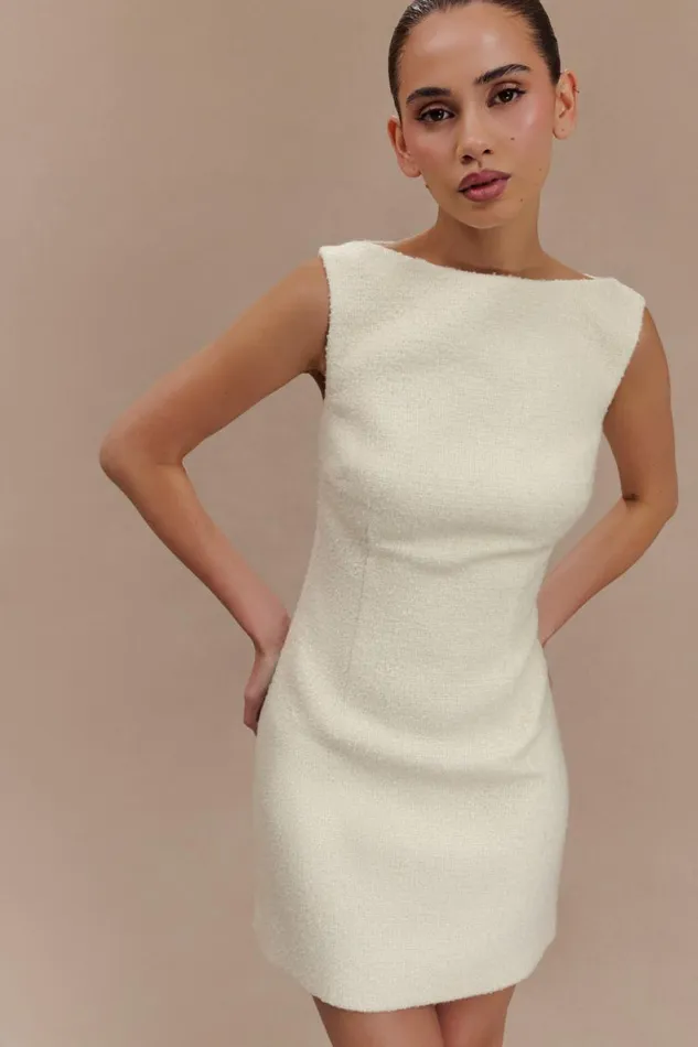 Women Meshki Dresses Angela Textured Boucle Mini Dress 8211 Ivory
