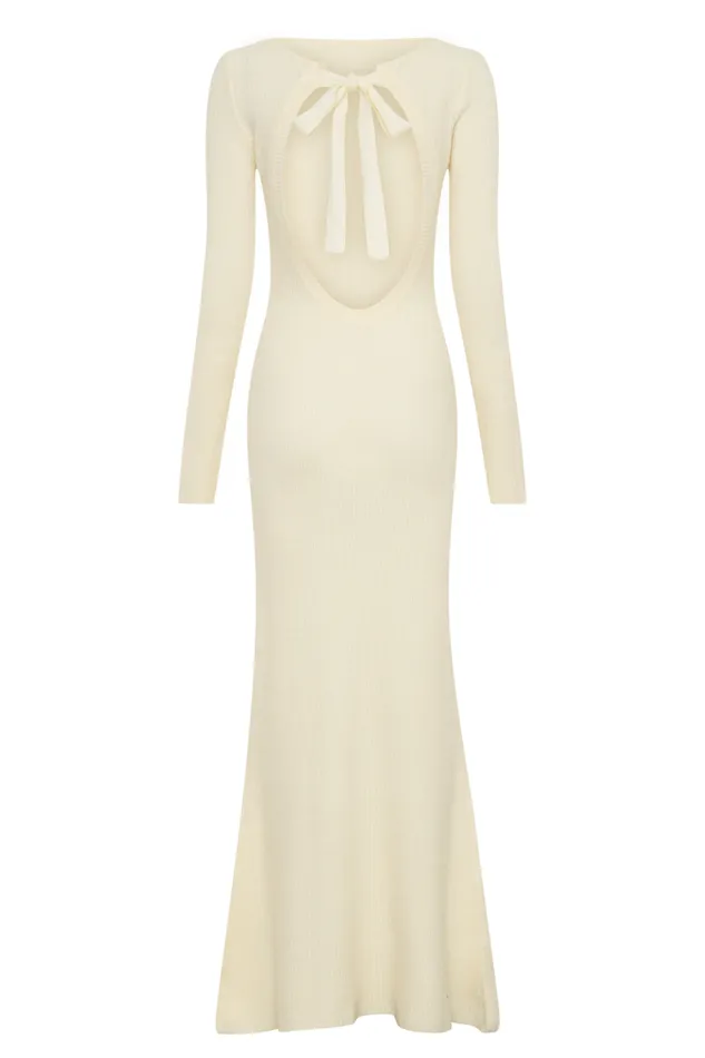 Women Meshki Dresses Emily Long Sleeve Knit Maxi Dress 8211 Ivory Marle