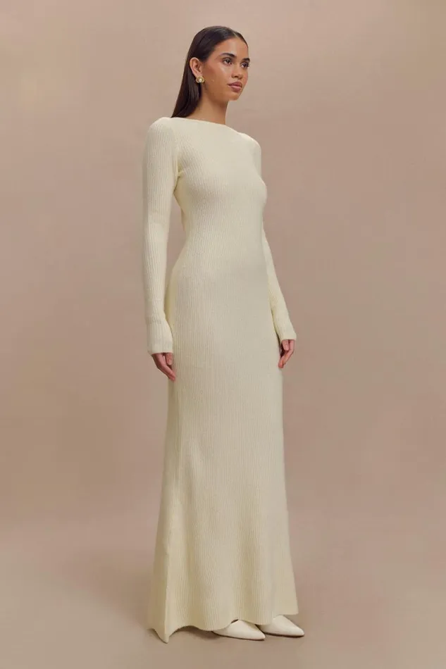 Women Meshki Dresses Emily Long Sleeve Knit Maxi Dress 8211 Ivory Marle