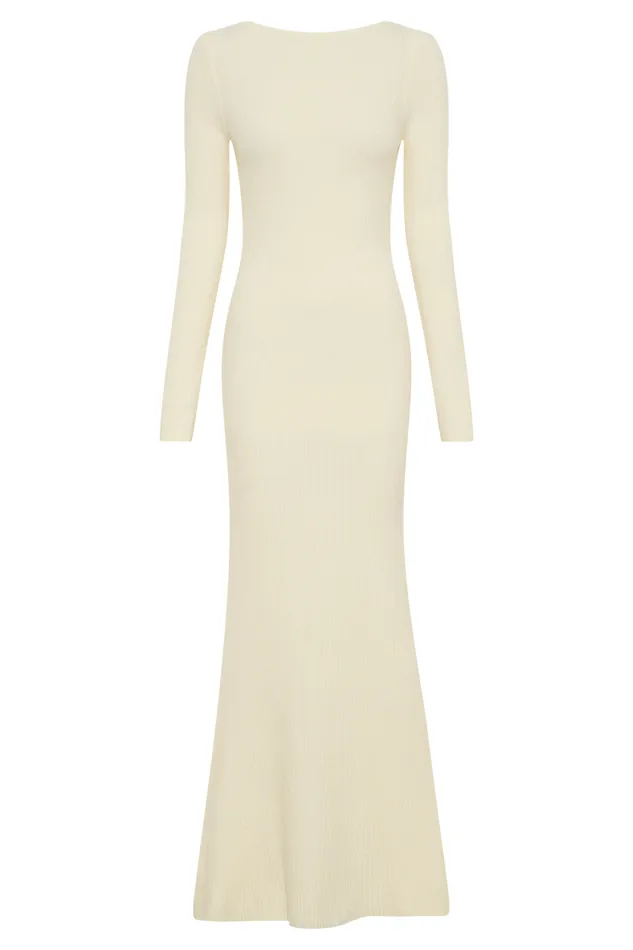 Women Meshki Dresses Emily Long Sleeve Knit Maxi Dress 8211 Ivory Marle