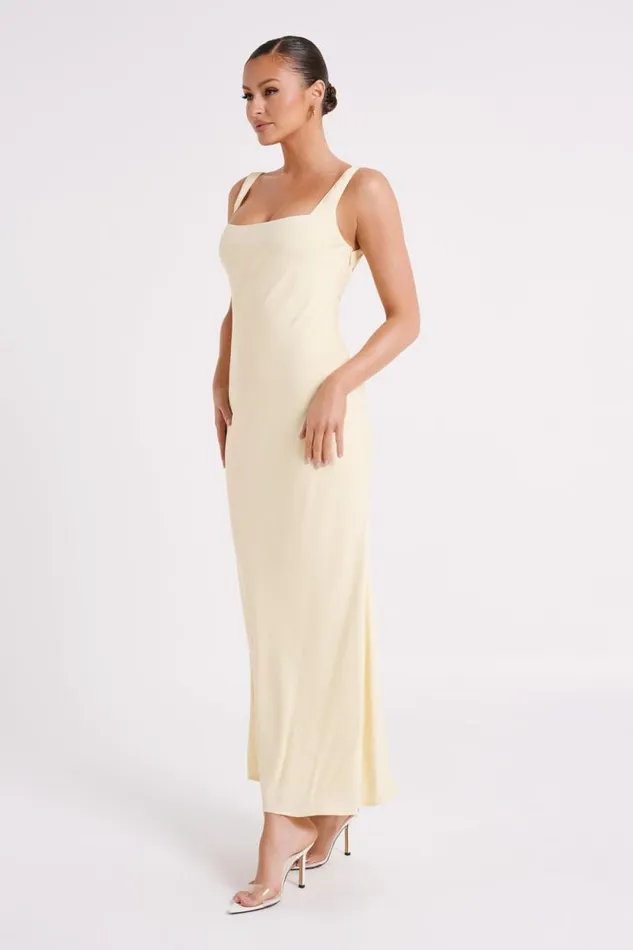 Women Meshki Dresses Ensley Satin Maxi Dress 8211 Light Yellow
