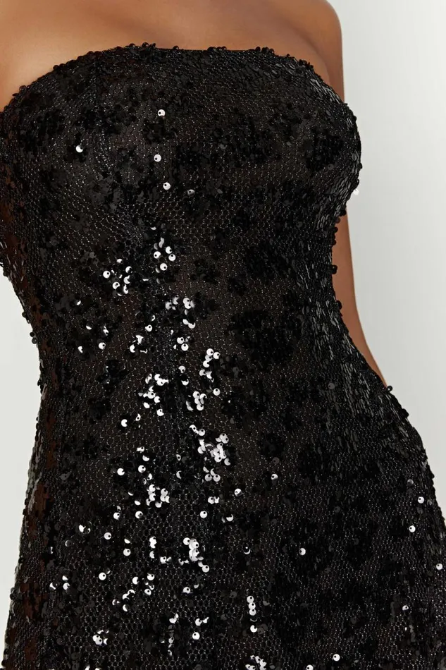 Women Meshki Dresses Everleigh Strapless Sequin Mini Dress 8211 Black