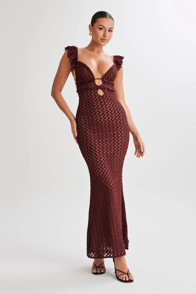 Women Meshki Dresses Ezra Lace Maxi Dress 8211 Plum