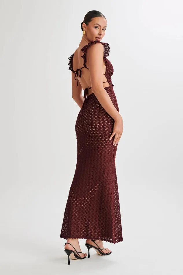 Women Meshki Dresses Ezra Lace Maxi Dress 8211 Plum