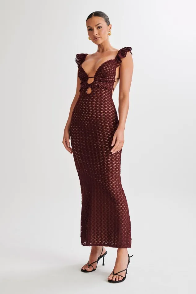 Women Meshki Dresses Ezra Lace Maxi Dress 8211 Plum