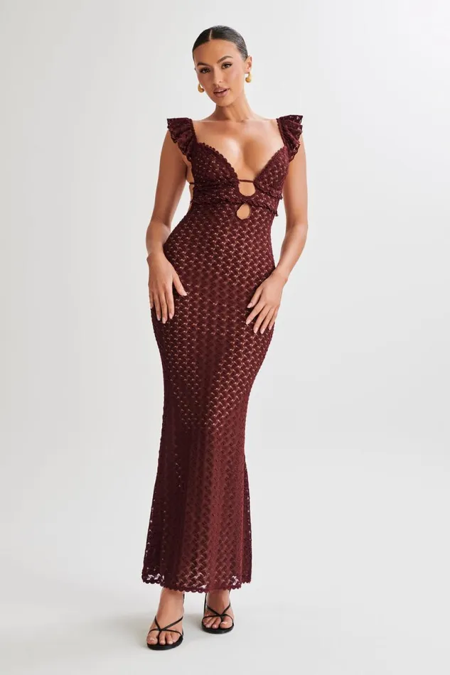 Women Meshki Dresses Ezra Lace Maxi Dress 8211 Plum