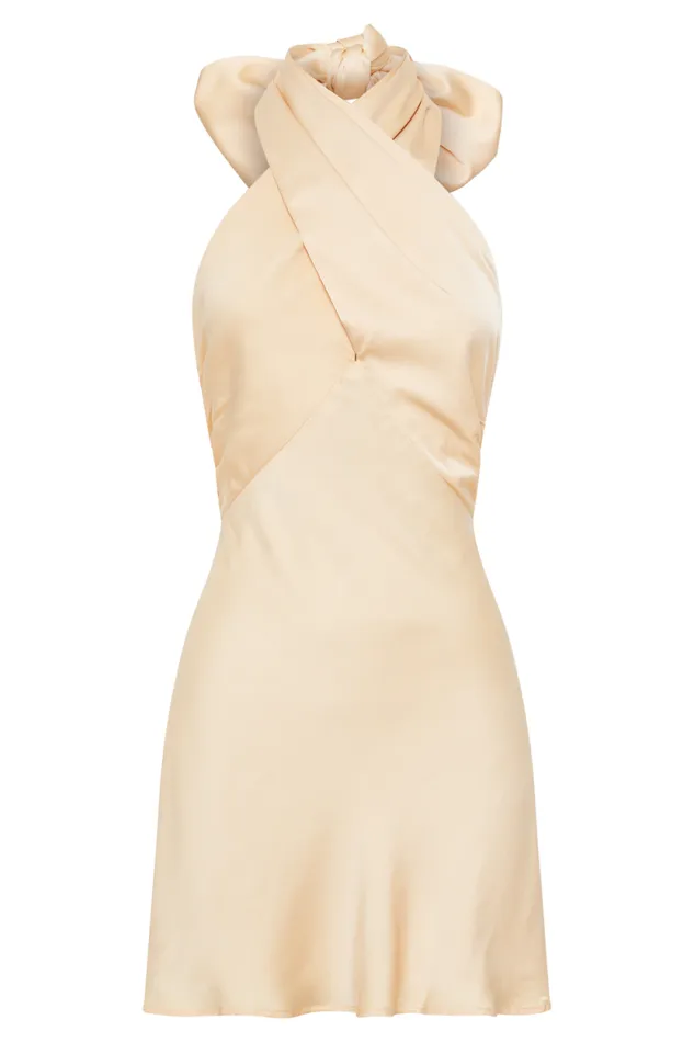 Women Meshki Dresses Francine Satin Halter Mini Dress 8211 Peach