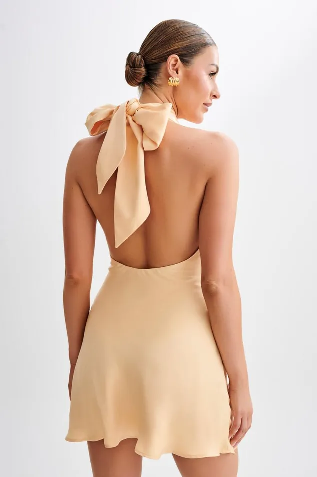 Women Meshki Dresses Francine Satin Halter Mini Dress 8211 Peach