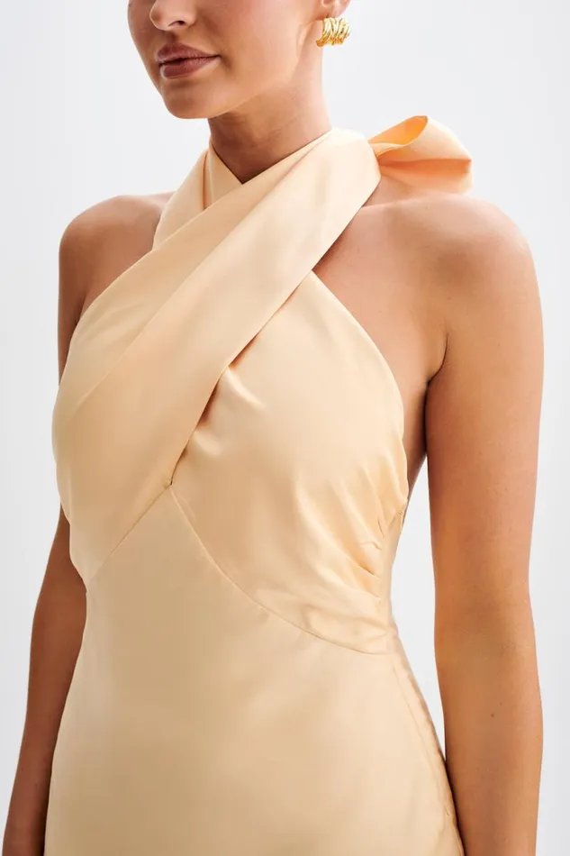 Women Meshki Dresses Francine Satin Halter Mini Dress 8211 Peach