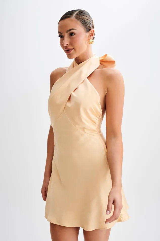 Women Meshki Dresses Francine Satin Halter Mini Dress 8211 Peach